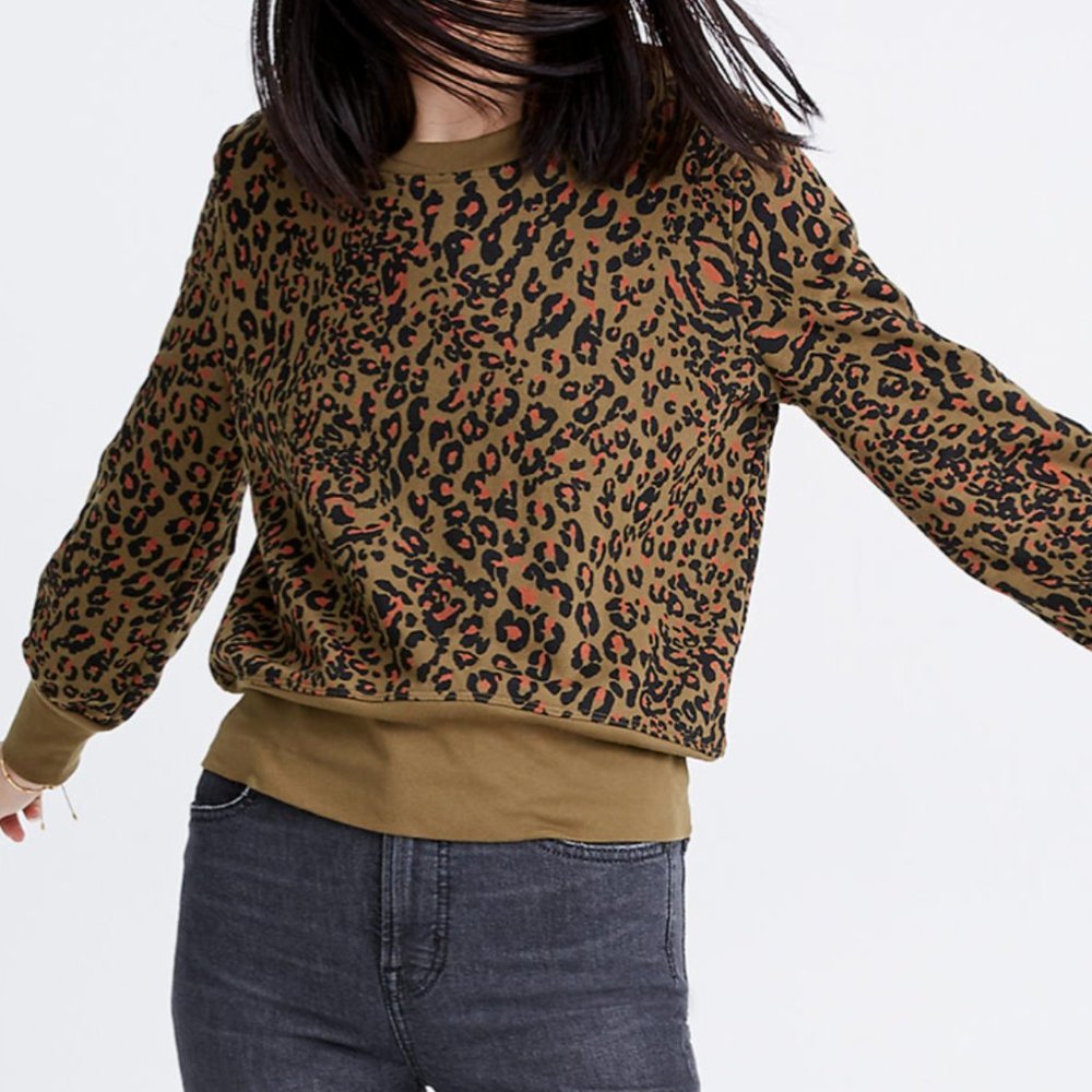 Madewell Animal Print Jungle Cat Sweatshirt sz XS